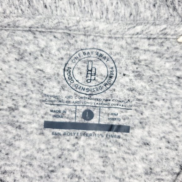 One Bay Away Polo Shirt Men Large Heathered Gray Premium Goods Poly Linen - Picture 2 of 6